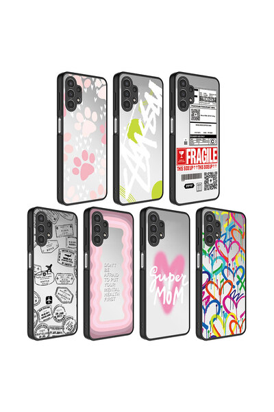 zore Galaxy A13 4g Case Mirrored Pattern Camera Protected Shiny Asma Mirror Cover - Travel