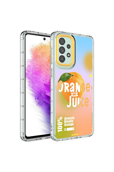 zore Galaxy A73 Case Camera Protected Colorful Patterned Hard Silicone Asma Horn Cover - No3