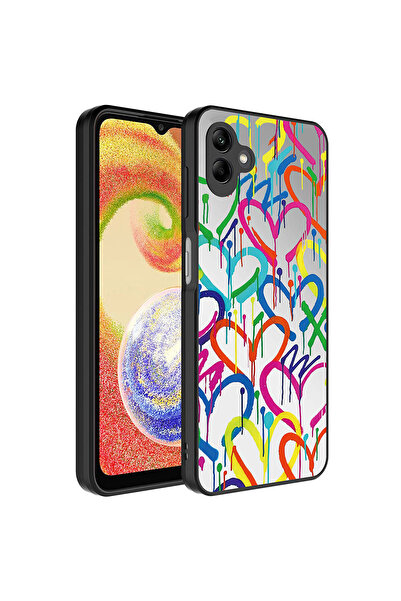 zore غطاء حماية للكاميرا بنمط مرآة لامع لهاتف Galaxy A04 - تصميم قلب