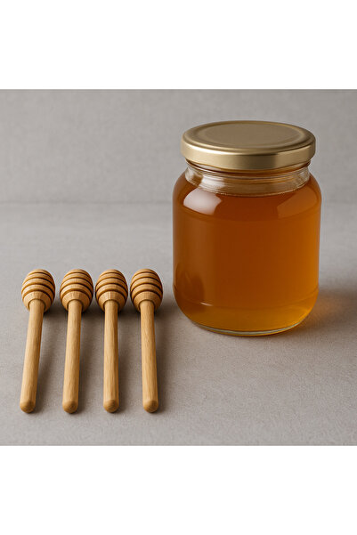 seymenbıçakçılık Set of 4 Wooden Honey Spoons – Natural Wooden Honey Dipper – Honey Serving Spoon