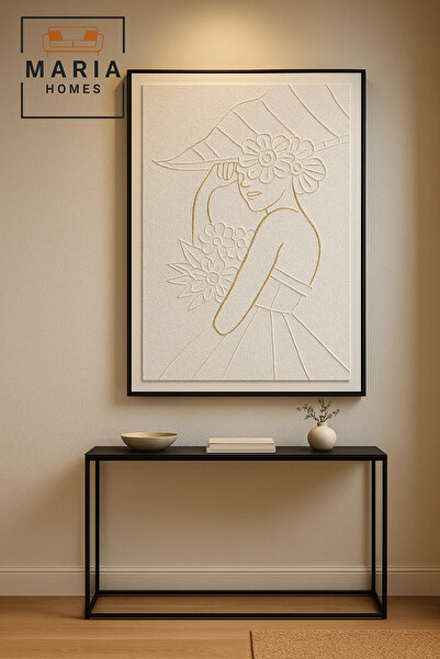 MARIA HOMES Modern Wall Art 150×100 – Abstract Frame & Luxury Embossed Woman Wall Decor