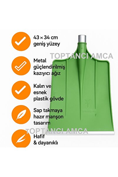 Toptancı Amca Kar Küreme Küreği Faryap Temizleme Kar Küreme Sapsız Demir Uçlu ve Demir Bilezikli 43 x 34 cm