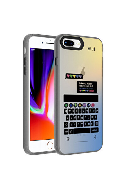 zore iPhone 8 Plus Case Patterned Asma Dragon Hard Cover - Keyboard