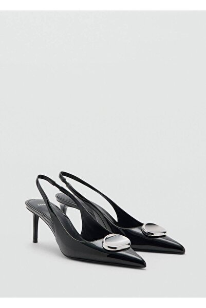 MANGO Woman Metalik detaylı rugan topuklu ayakkabı