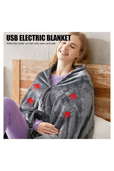 Generic USB Electric Heating Blanket - Gray Flannel, 140x80cm, 3 Heat Settings, Auto Shut-Off