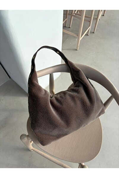 Senza Vedere Vedere Leather Detailed Plush Shoulder Bag