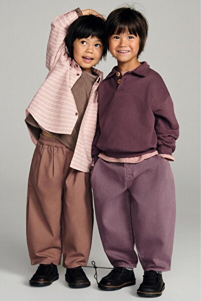 Pink Hippo Kids Pantaloni unisex pentru copii din denim, pantaloni balon