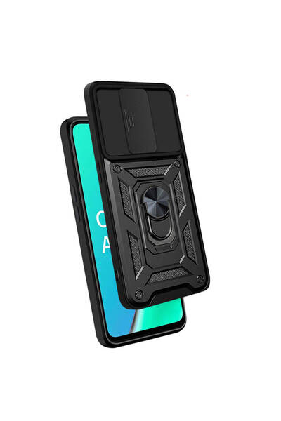 zore A9 2020 Case Magnetic Stand Camera Protected Asma Sliding Vega Cover - Black