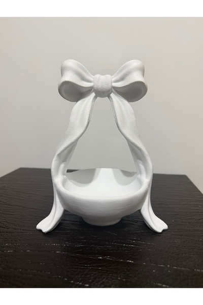 Arthesia 3D Zarif Fiyonk Tasarımlı Takı ve Anahtarlık Kasesi – 18 cm Dekoratif Organizer Beyaz