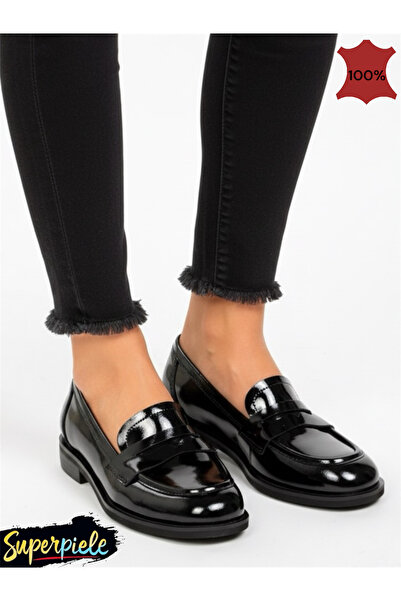 ANGEL BLUE Women's casual loafers patent leather shoes, gray, slip-on