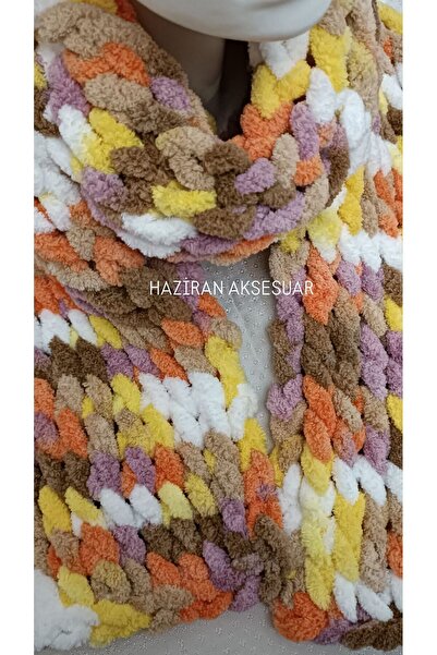 Haziran إكسسوار وشاح نسائي منفوش محبوك يدويًا، 100% قطن، متعدد الألوان، مقاس ...