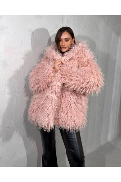 Diva Exclusive Fashion Oversize Cream Mongolian Fur Coat – Luxury Model, Ultra-Fluffy