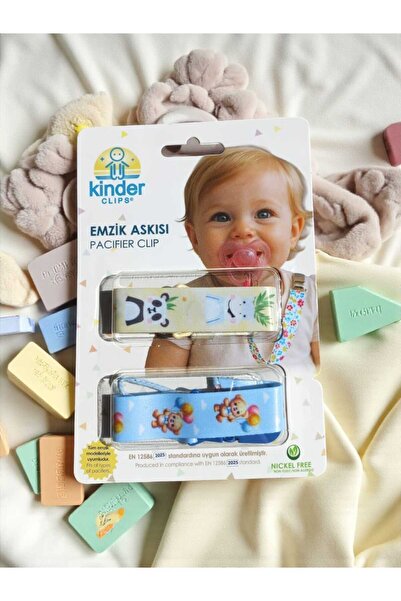 Kinder Clips Ayıcık ve Sevimli Hayvanlar Görselli Plastik Klips Emzik Askısı