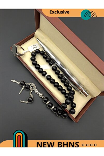 BHNS Luxury Men's Gift Set: Pen, Royal Ring (Size 9), 925 Sterling Silver, and Prayer Beads; Rings Gift Box for Men's Occasions
