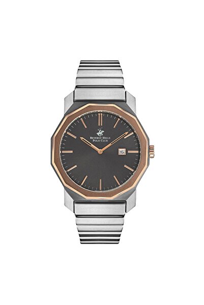 Beverly Hills Polo Club Bp3140X.560 Men's Wristwatch | 42mm Silver-Rose Gold Steel Case, Black Dial