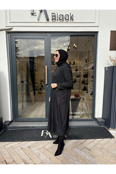 Almarwah Black 405003 Paraşüt Detay Kadın Kap Siyah