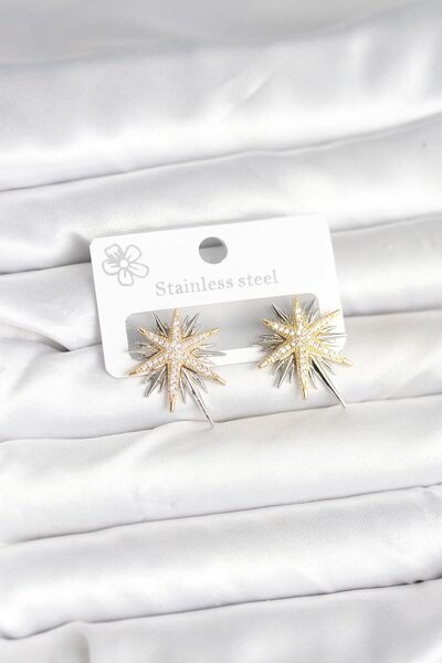 callerrons accessories أقراط نسائية من النحاس الفضي اللون - EBJ251201W38504