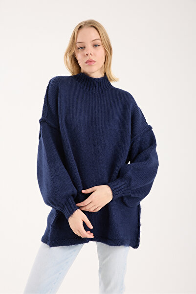 sumoda Yumoş ip cusătură inversă supradimensionat pulover pentru femei guler ...