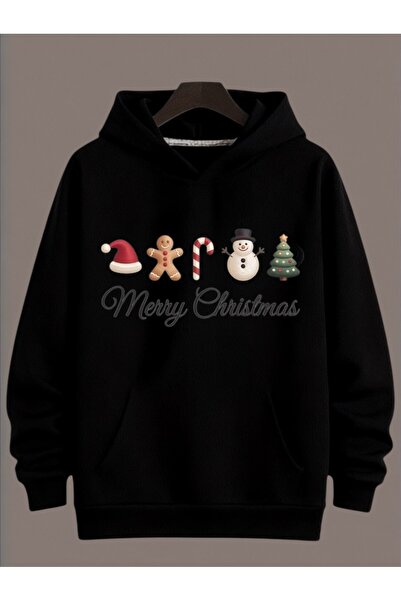 ArtYus Unisex Long Sleeve Transfer Merry Christmas Christmas Printed Plus Size Crew Neck Sweatshirt