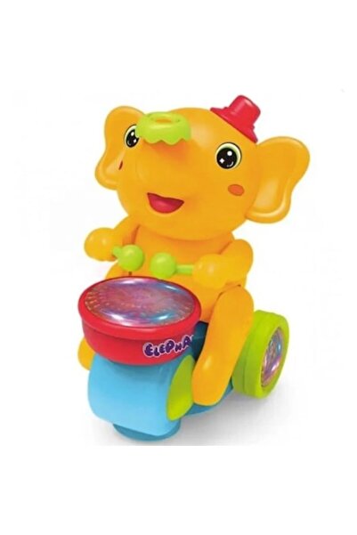 Toy Toy Toy Musical elephant toy with drums, 20 cm — moves, sound and light, battery-powered, 21×16×11 cm, Y