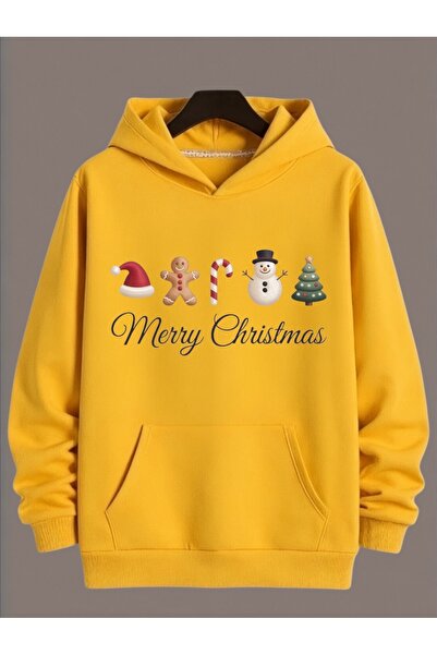 ArtYus Unisex Long Sleeve Transfer Merry Christmas Christmas Printed Plus Size Crew Neck Sweatshirt