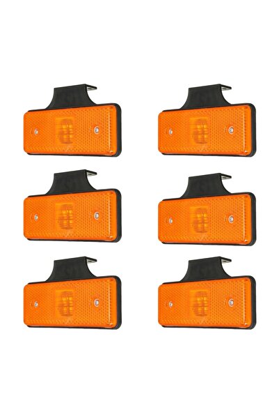 OEM Set of 6 yellow LED lamps 12v/24v with mounting foot under the machine, trailer, tractor, 110x40mm