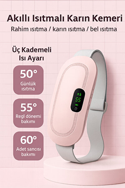 TB Isıtmalı Titreşimli Şarjlı Masaj Kemeri - Regl Kemeri - Bel Ve Karın Masaj Aleti (Mor)