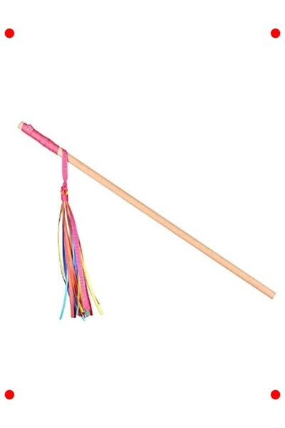 hepsiibirarada Wooden Tasseled Cat Fishing Rod Toy