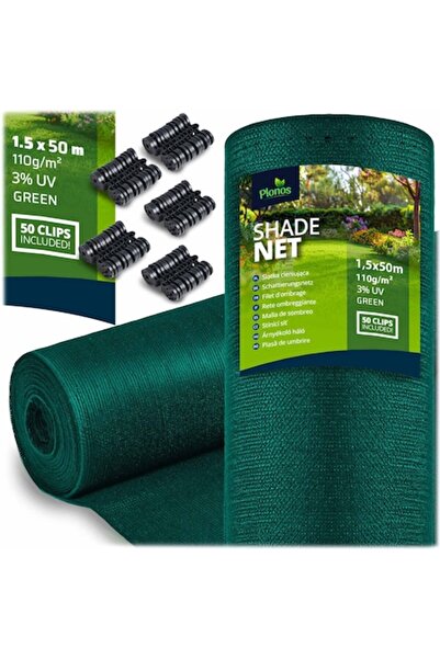 Plonos Plasă de umbrire 1,5x50m 110 g/m2 + 50 cleme verzi