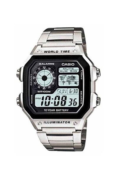 Casio AE-1200WHD-1A Youth Digital Wristwatch, 42mm, Silver