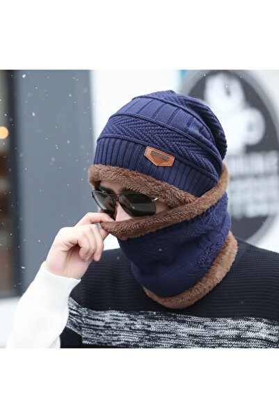 Trendora Winter Knitted Hat & Fleece Neck Warmer Set – Thick Thermal Beanie for Men & Women, Windproof Cap