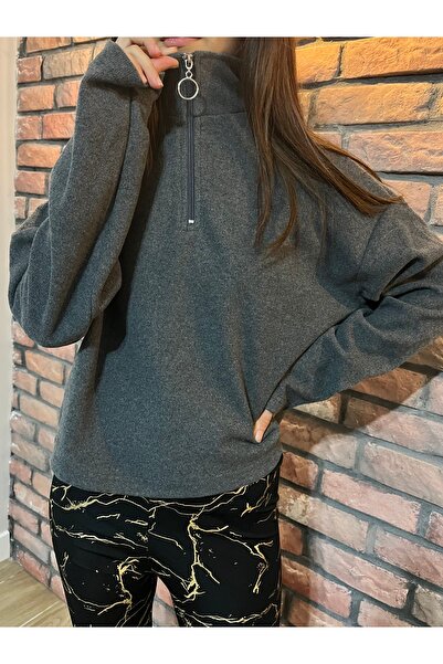 Cream&Rouge FERMUARLI YAKA SWEATSHİRT