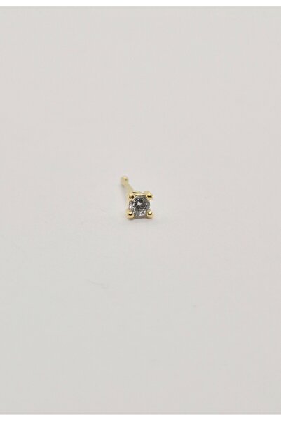 Set 925 Ayar Gümüş Altın Kaplama Zirkon Taşlı '' KARE '' Burun Piercing Hızma...