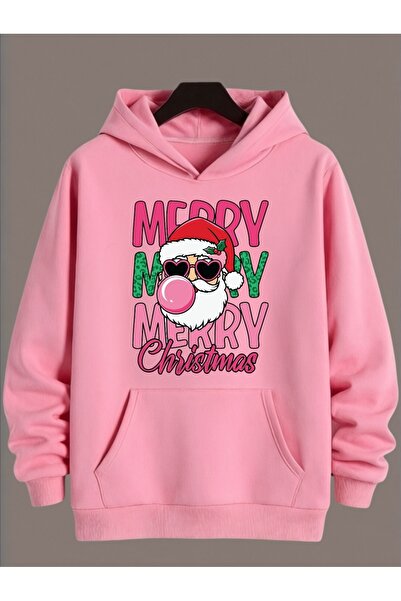 ArtYus Unisex Long Sleeve Transfer Merry Christmas Christmas Printed Crew Neck Sweatshirt