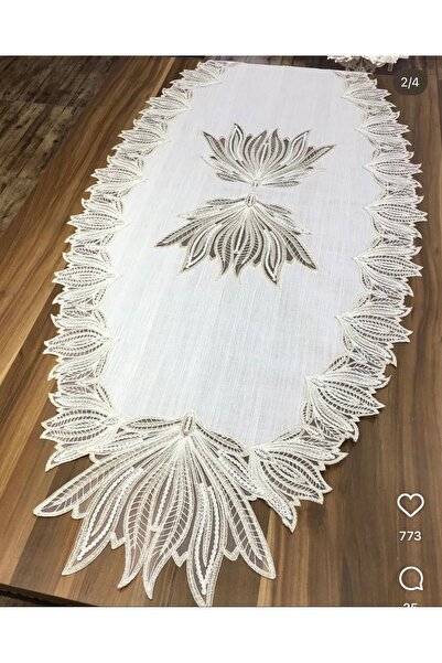 Madamca Sanja Gardenya(Linen)French Lace 5-Piece Runner Set Living Room Set Tablecloth