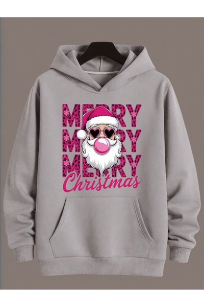ArtYus Unisex Long Sleeve Transfer Merry Christmas Christmas Printed Plus Size Crew Neck Sweatshirt