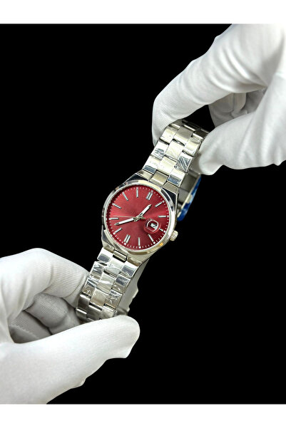 urfatakıtasarım Urfa Takı Tasarım Gümüş Kordon Kırmızı Kadran Erkek Saati