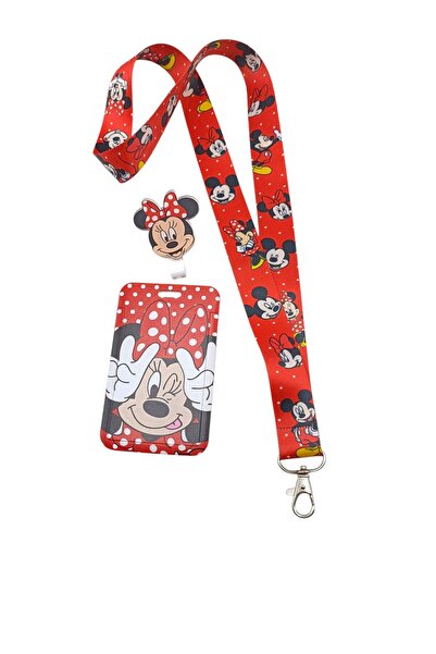 CİCCİBİCCİSHOP KIRMIZI PUANTİYELİ MİNNİEMOUSE SET (25 MM boyun askı ipi,kart ...