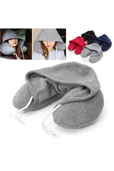 Generic U-shaped hooded pillow, warm winter hat, neck support, warm winter support
