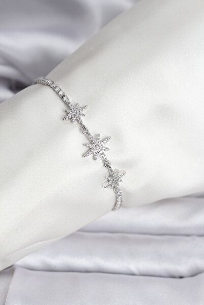 callerrons accessories سوار نسائي من الزركون الفضي اللون من طراز بولار ستار -...