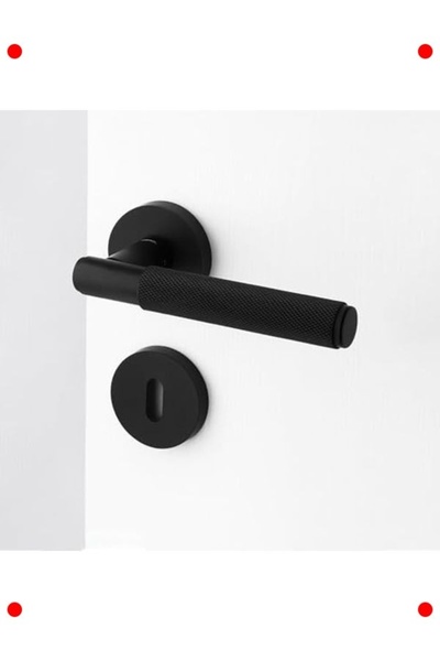 232premiumquality مقبض باب داخلي قابل للقفل باللون الأسود غير اللامع مع زخرفة مسننة