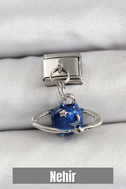 Nehir قلادة من الفولاذ 316L على شكل كوكب زحل، لون فضي، هدية مثالية للأحباء وا...