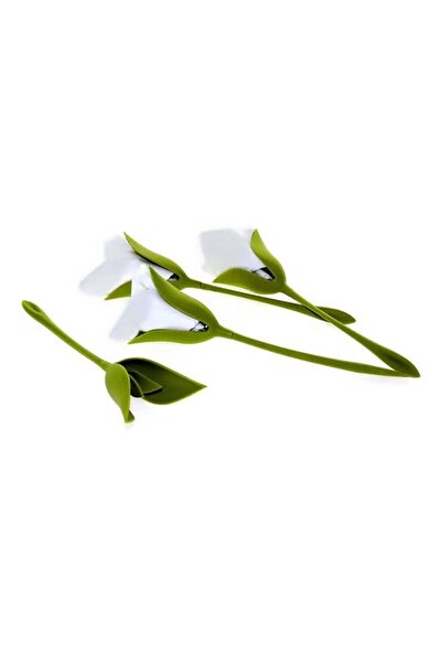 Generic Green leaf-shaped serving set, 4 pieces, botanical design