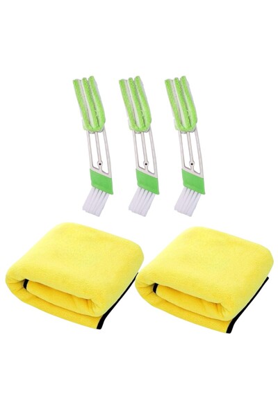 OEM Accesoriu detailing 2 in 1 pensula par moale - 3 buc + 2 lavete microfibr...