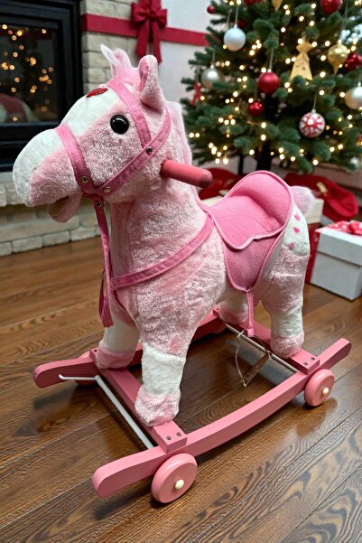 L-Sun Rocking Horse, 2 In 1, With Wheels, Realistic Sounds And Lights, Pink