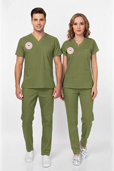 Nur Medikal Giyim Unisex Grass Green Pharmacist Scrubs Uniform Set Grasshopper (Department of Health New Direction). Suitable)