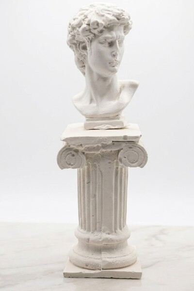 by burcu doğan Michelangelo David(Davut) Heykeli - Roma Sütunlu Vintage Görünümlü Mini Sanat Objesi