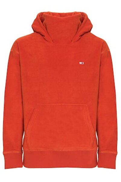 Tommy Jeans Men's Hoodie with Hood and Collar - Orange Spice, L