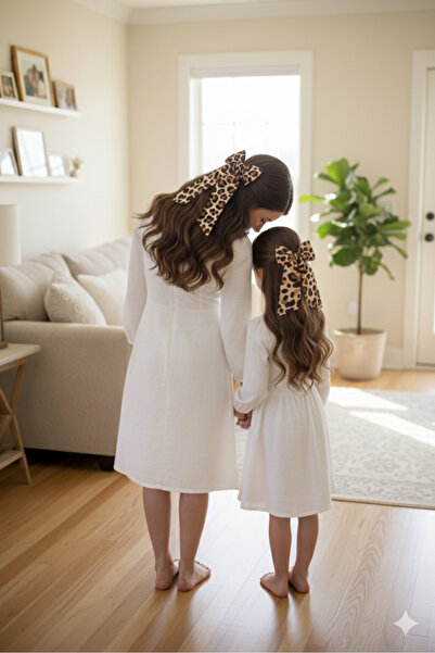 Arikobabyy Anne -kız Leopar desenli otomatik klipsli fiyonk toka seti