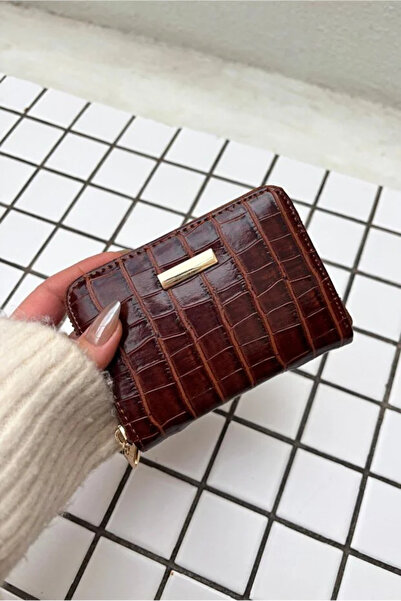 MERVEOZGULCANTA Minibag Women's Crocodile Patterned Brown Wallet